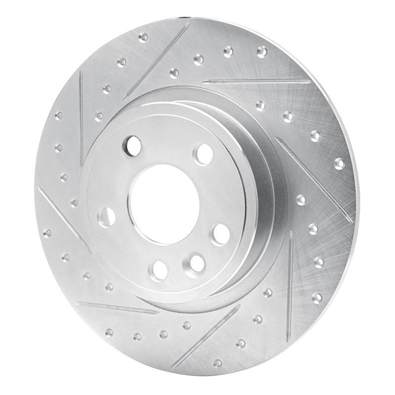 Jaguar E-Pace Brake Rotor (1) - Rear Left - R1 Concepts - Drilled & Slotted - Silver - `15-`20